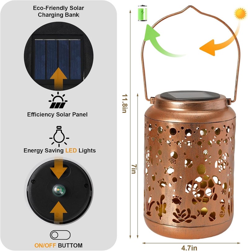 Buwheekoki Turtle Solar Lantern Outdoor Turtle Decor Garden Decor Waterproof Light Hanging Solar Lights Yard Decor, Christmas Gifts, Gifts for Women, Gifts for Mom, Gifts for Grandma - Image 5
